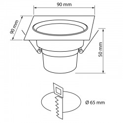 LED луна за вграждане, подвижна, 8W, 4200K, 220-240V AC, неутрална светлина