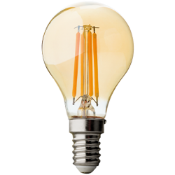 LED filament лампа топка, димираща, 4W, E14, 2500K, 220-240V AC, амбър