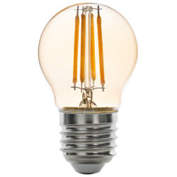LED filament лампа топка, димираща, 4W, E27, 2500K, 220-240V AC, амбър