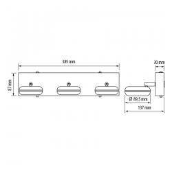 LED осветително тяло за баня, 3x5W, 2700K хром, IP44