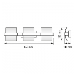 LED осветително тяло аплик за стена 15W, 4200K, хром, IP20