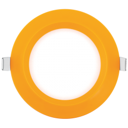 LED панел за вграждане, кръг, оранжева рамка, 6W, 2700K, 220-240V AC, топла светлина