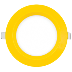 LED панел за вграждане, кръг, жълта рамка, 6W, 2700K, 220-240V AC, топла светлина