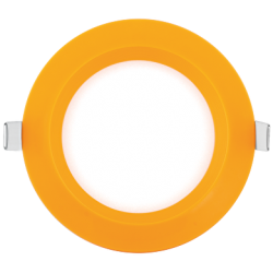 LED панел за вграждане, кръг, оранжева рамка, 6W, 4200K, 220-240V AC, неутрална светлина