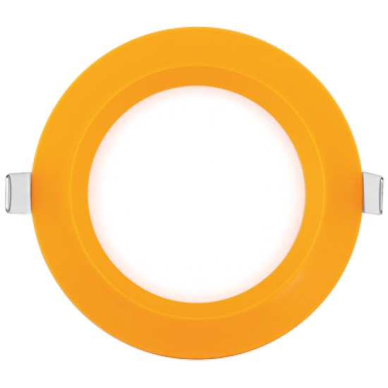 LED панел за вграждане, кръг, оранжева рамка, 6W, 4200K, 220-240V AC, неутрална светлина