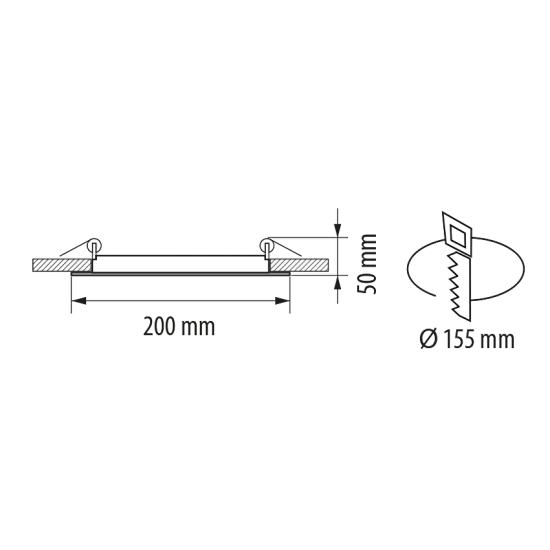 LED стъклен панел за вграждане, кръг, 18W, 4200K, 220-240V AC, IP44