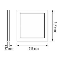 LED панел за открит монтаж, квадрат, 18W, 2700K, 220-240V AC, топла светлина