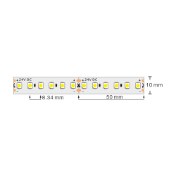 Професионална LED лента 9.6W/m, 2700K, 24V DC, 120 LEDs/m, SMD3528