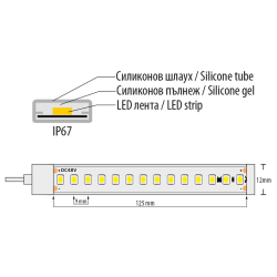 Професионална LED лента със стабилизатор на ток 7W/m, 5500K, 48VDC, 112LEDs/m, 10m, IP67