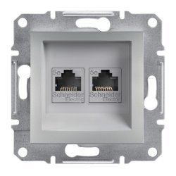 Розетка 2xRJ45 кат. 5e UTP алуминий
