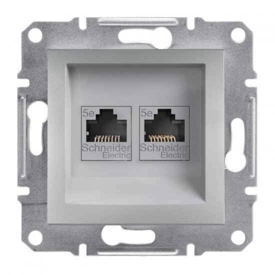 Розетка 2xRJ45 кат. 5e UTP алуминий