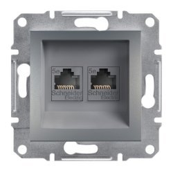 Розетка 2xRJ45 кат.5e UTP стомана