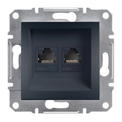 Розетка 2xRJ45 кат.5e UTP антрацит