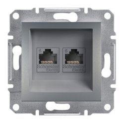 Розетка 2xRJ45 кат.6 UTP стомана