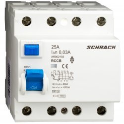 Дефектнотокова защита AMPARO 10kA, 25A, 4P, 30mA, тип AC