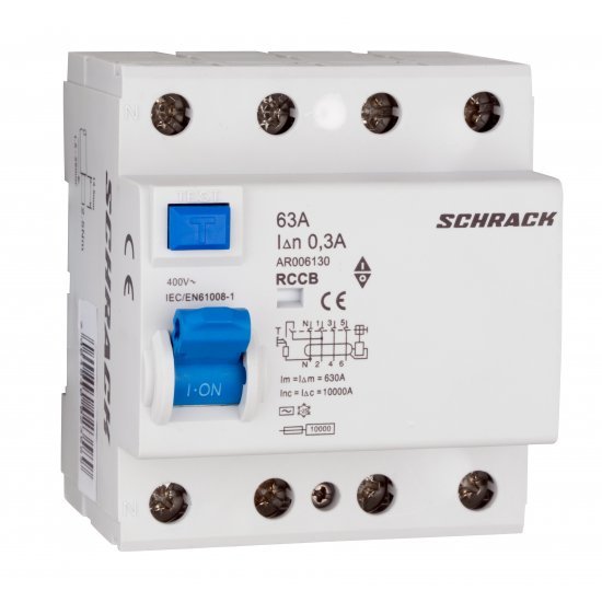 Дефектнотокова защита AMPARO 10kA, 63A, 4P, 300mA, тип AC