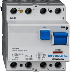 Дефектнотокова защита 4P 100A 300mA 10kA тип A/S/FU