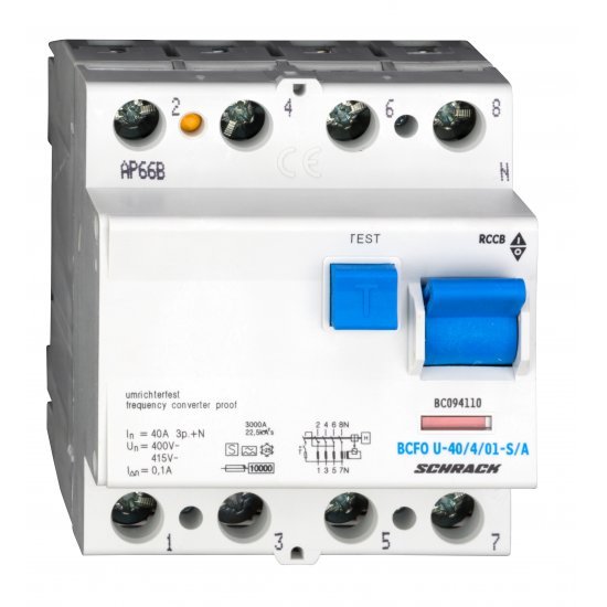 Дефектнотокова защита 4P 40A 100mA 10kA тип A/S/FU