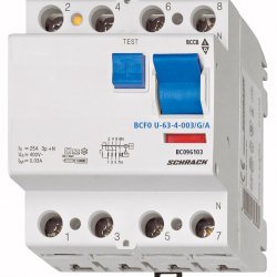 Дефектнотокова защита 4P 63A 30mA 10kA тип A/G/S/FU