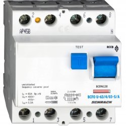 Дефектнотокова защита 4P 63A 300mA 10kA тип A/S/FU
