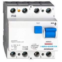 Дефектнотокова защита 4P 63A 100mA 10kA тип A/S/FU/V