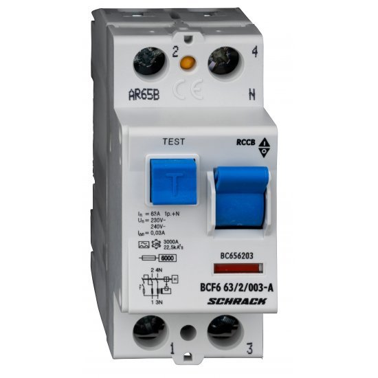 Дефектнотокова защита 2P 63A 30mA 6kA тип A