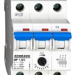 Моторна защита модулна за монтаж на DIN релса 3P, 1.0-1.6A