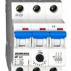 Моторна защита модулна за монтаж на DIN релса 3P, 2.5-4.0A
