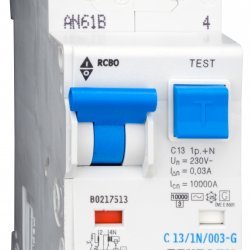 Дефектнотокова защита с прекъсвач 1Р+N, С крива, 13A, 30mA, 10kA, тип AС/G