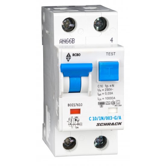 Дефектнотокова защита с прекъсвач 1Р+N, С крива, 10A, 30mA, 10kA, тип A/G