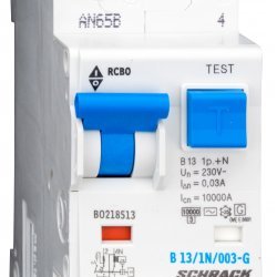 Дефектнотокова защита с прекъсвач 1Р+N, В крива, 13A, 30mA, 10kA, тип AС/G