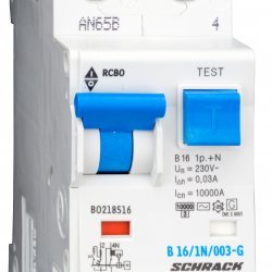 Дефектнотокова защита с прекъсвач 1Р+N, В крива, 16A, 30mA, 10kA, тип AС/G