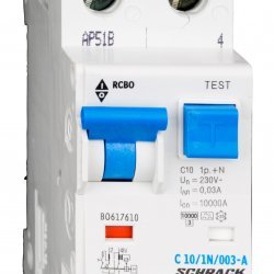 Дефектнотокова защита с прекъсвач 1Р+N, С крива, 10A, 30mA, 10kA, тип A