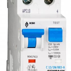 Дефектнотокова защита с прекъсвач 1Р+N, С крива, 13A, 30mA, 10kA, тип A