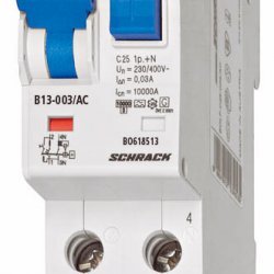 Дефектнотокова защита с прекъсвач 1Р+N, В крива, 25A, 30mA, 10kA, тип A