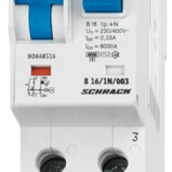 Дефектнотокова защита с прекъсвач 1Р+N, В крива, 16A, 30mA, 6kA, тип AС