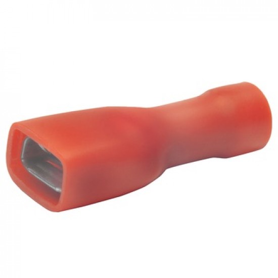 Авто - конектор женски изцяло изол 6.3х0,8 за 0,5 - 1,0 mm² - червен