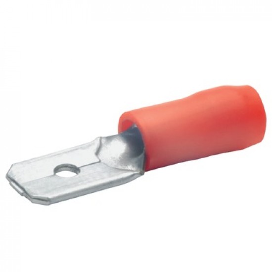 Авто - конектор мъжки 6.3х0,8 за 0,5 - 1,0 mm² - червен