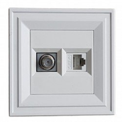 Розетка TV F + RJ45 cat.6 2M бял