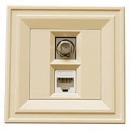 Розетка TV F + RJ45 cat.6 2M крем