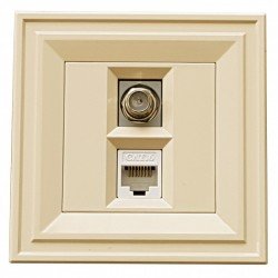 Розетка TV F + RJ45 cat.6 2M крем