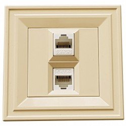 Розетка RJ11 cat.3 + RJ45 cat.6 2M крем