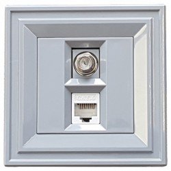 Розетка TV F + RJ45 cat.6 2M сив