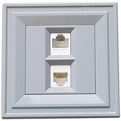 Розетка RJ11 cat.3 + RJ45 cat.6 2M сив