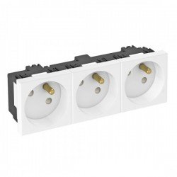 Контакт шуко троен, 33˚, със заземителен щифт, бял, SKS F33