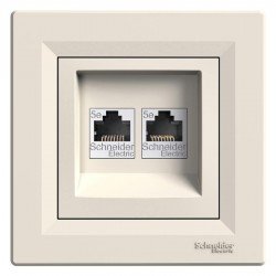 Розетка 2 x RJ45 кат.5e UTP крем