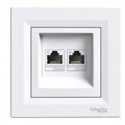 Розетка 2 x RJ45 кат.6 UTP бял