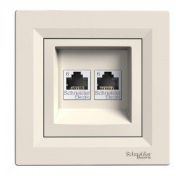 Розетка 2 x RJ45 кат.6 UTP крем